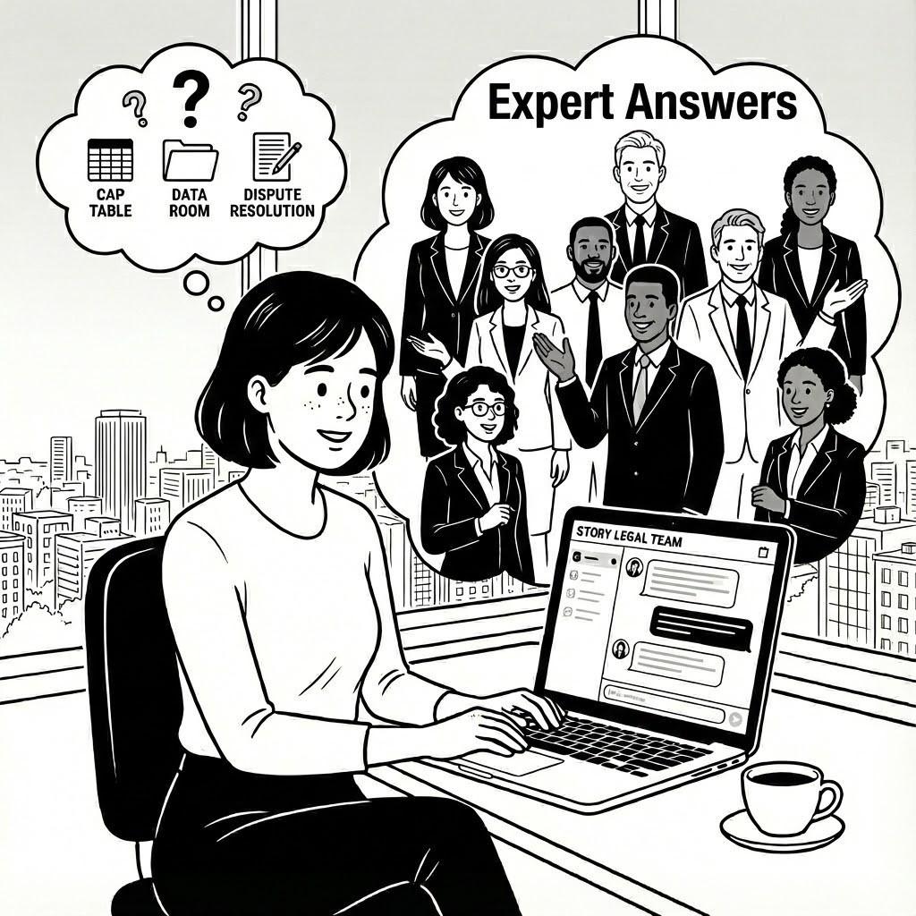 Founder getting answers from Story's legal team