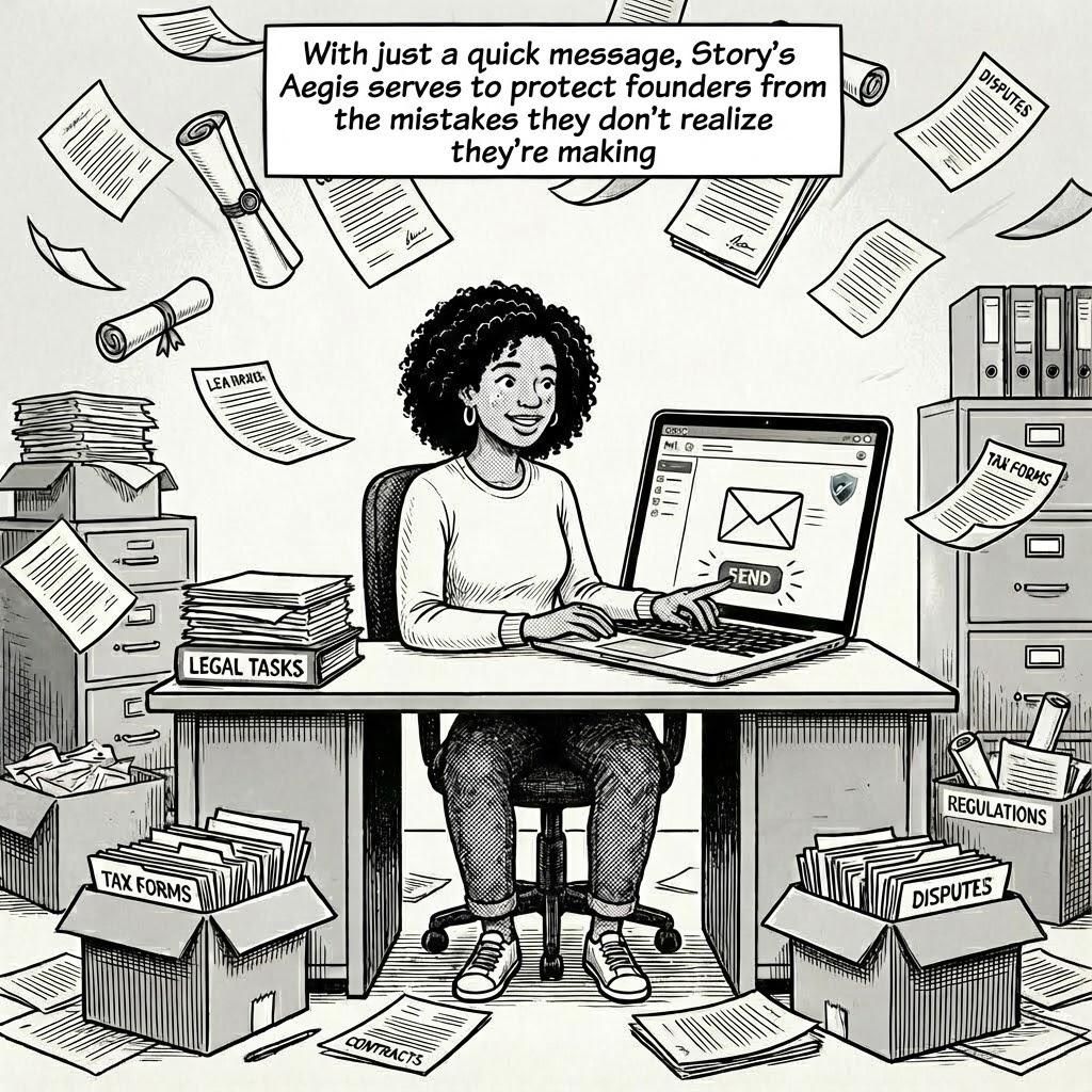 With just a quick message, Story's Aegis serves to protect founders from the mistakes they don't realize they're making.