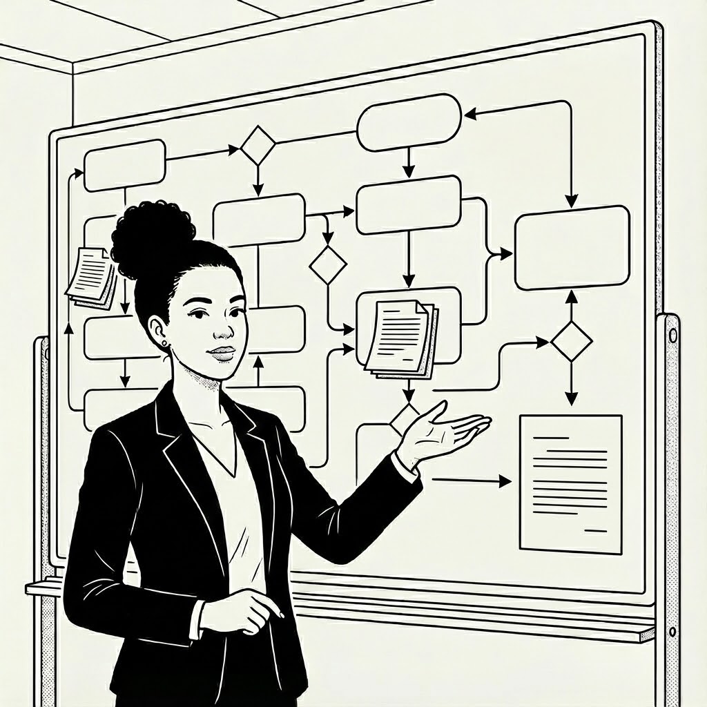 Founder and lawyer defining a clear process and specification for a software project