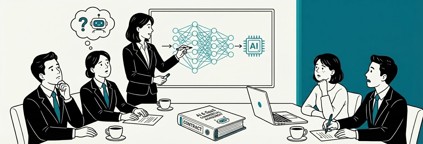 Lawyer explaining AI contracts to client